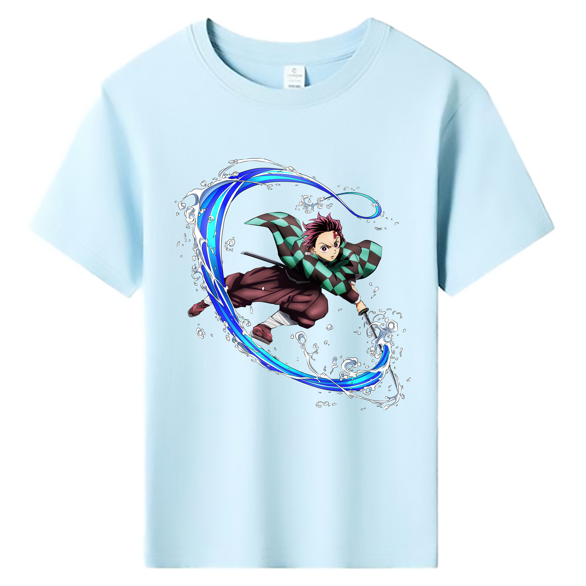 （画像用） 鬼滅の刃 竈門 炭治郎／かまど たんじろう Kamado Tanjirou 綿100％キッズTシャツ（フロントプリント）